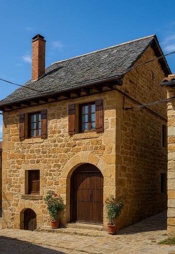 Casa rural tradicional con tejado de pizarra en Vinuesa