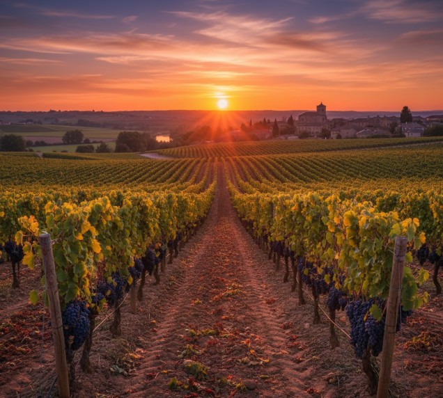 Viñedos de la Ribera del Duero al atardecer, cerca de Aranda