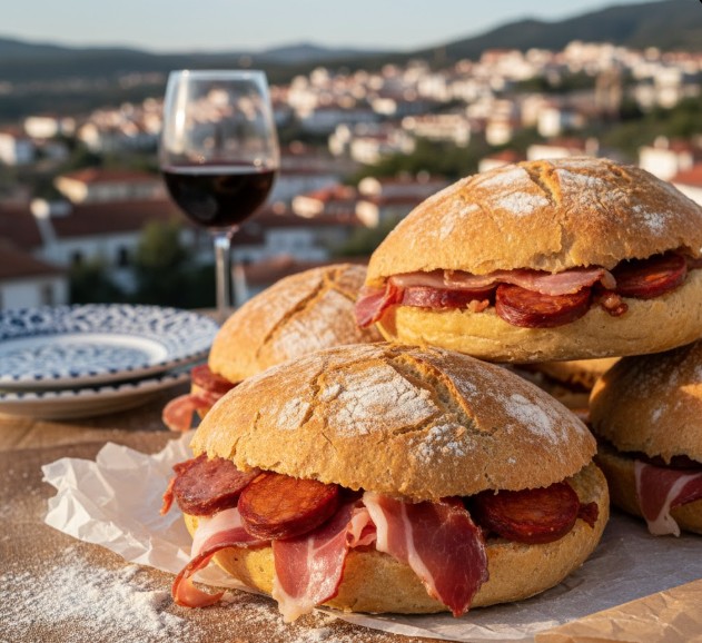Bôlas de Lamego, pan relleno de embutido, especialidad gastronómica.