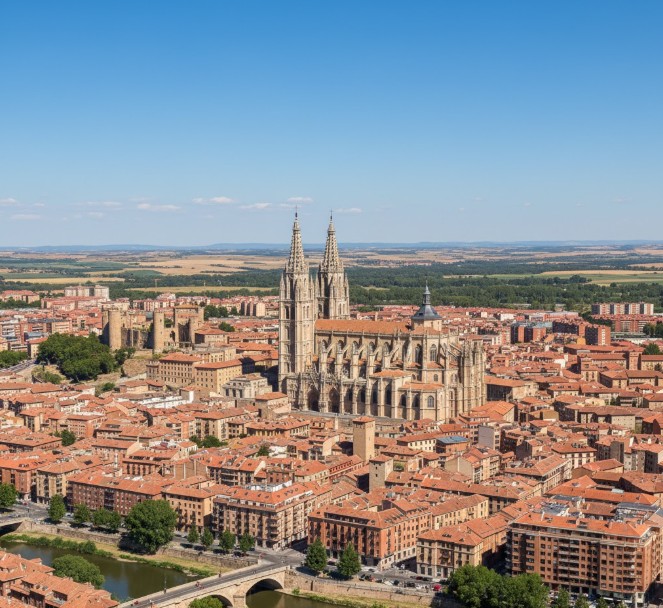 Panorámica de Burgos con la Catedral gótica destacando sobre la ciudad