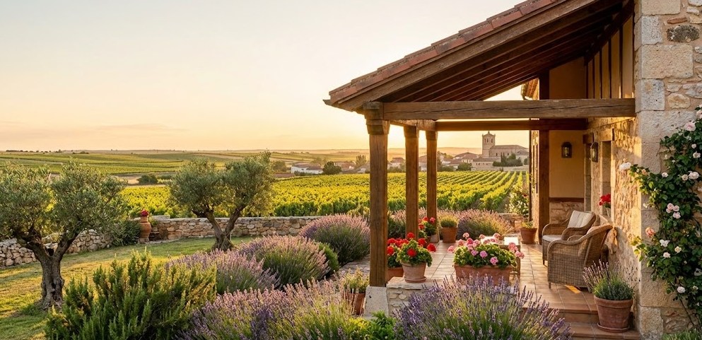 Casa rural con vistas a los viñedos de Cigales.