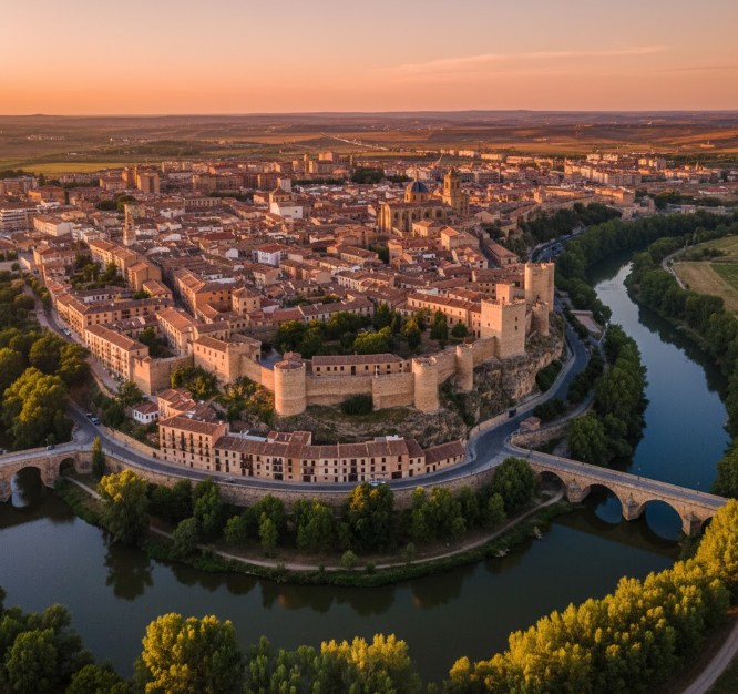 Panorámica del casco histórico de Zamora y la ribera del Duero