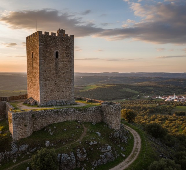 Vista de la Torre del Homenaje del Castillo de Mogadouro
