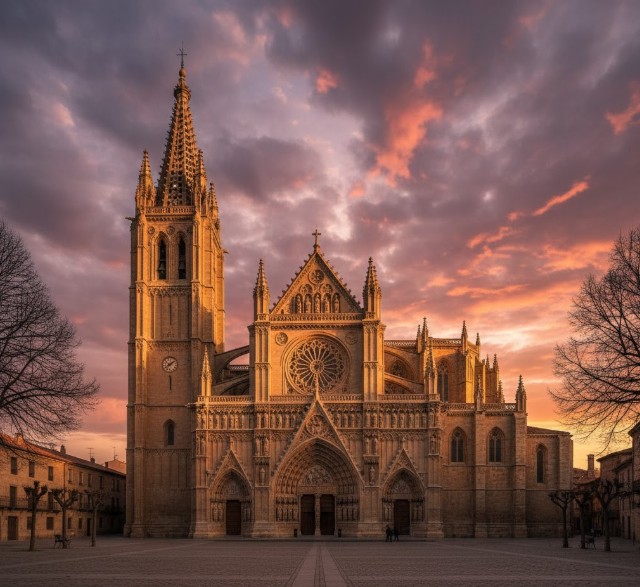 Vista de la majestuosa Catedral de El Burgo de Osma, Soria