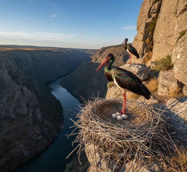 Una Cigüeña Negra, símbolo del Parque Natural Arribes del Duero