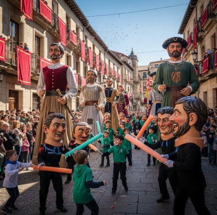 Desfile de Gigantones y Cabezudos en las fiestas de San Pedro de Burgos