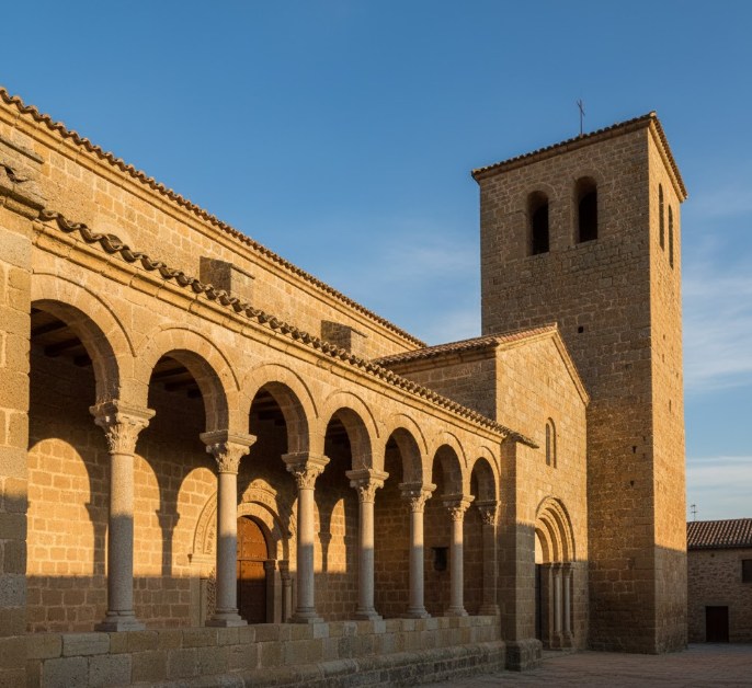 La iglesia románica de San Miguel en San Esteban de Gormaz, villa cercana a Langa