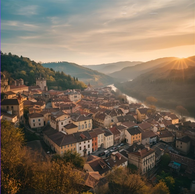 Vista panorámica de la villa de Fermoselle en los Arribes del Duero