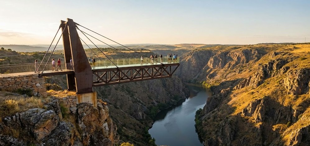 Nueva plataforma en voladizo del Mirador del Fraile sobre el cañón del Duero.