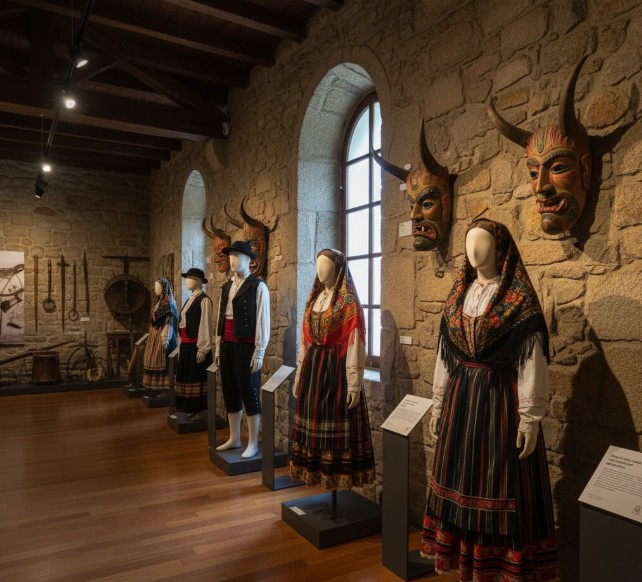 Interior del Museo de la Terra de Miranda con trajes tradicionales
