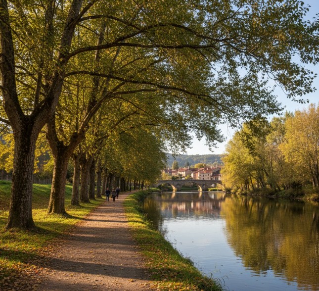 Paseo fluvial junto al río Duero a su paso por Salduero