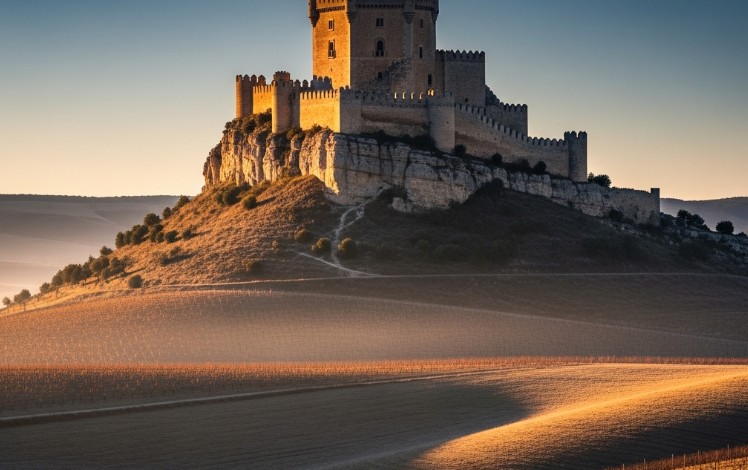 El imponente Castillo de Peñafiel sobre una loma, cercano a Valladolid