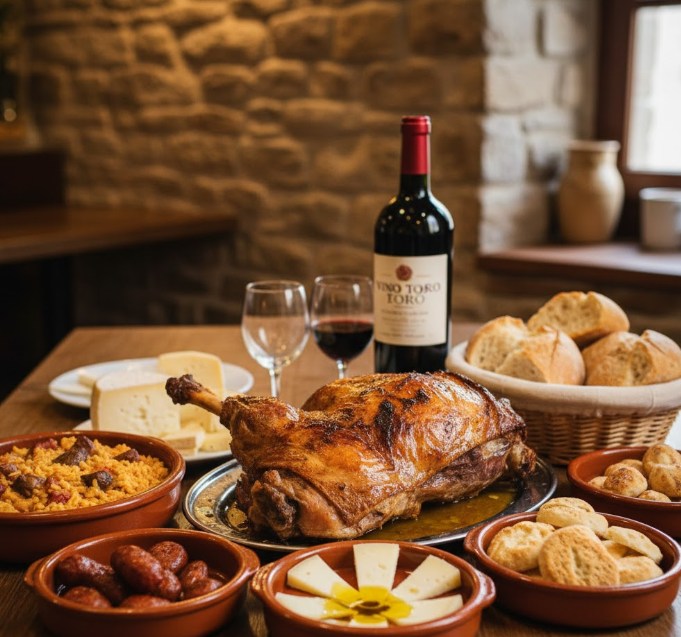 Mesa con platos tradicionales zamoranos