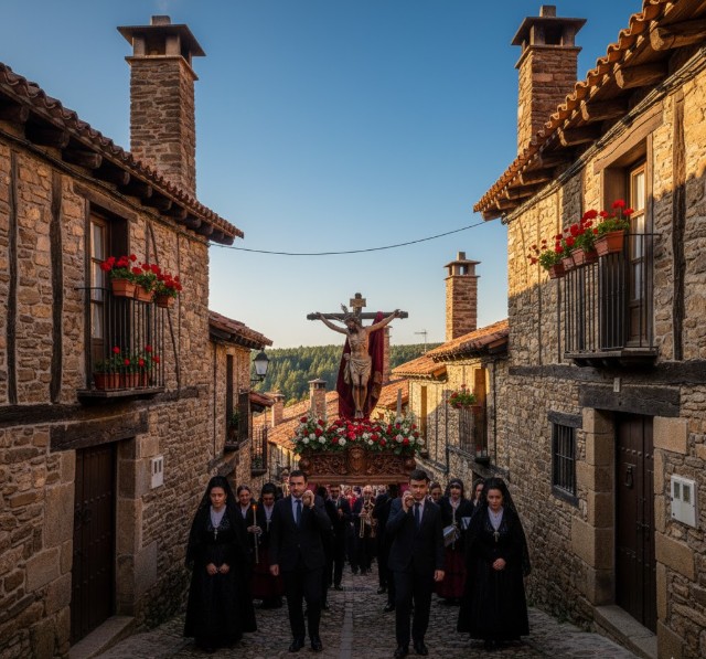Procesión del Santo Cristo en las fiestas de Salduero