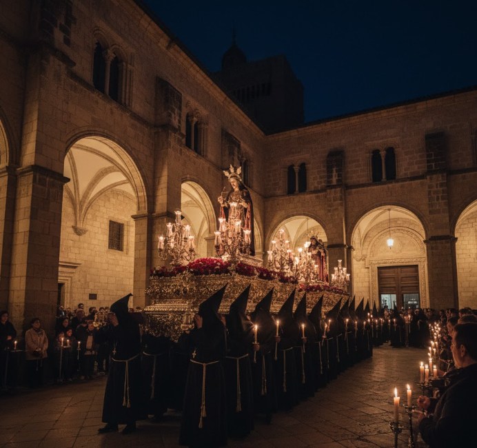 Procesión de Semana Santa en el Monasterio de San Benito en Valladolid