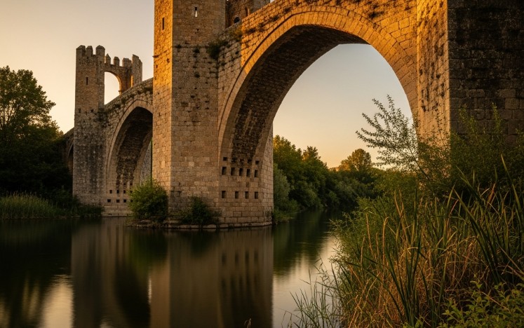 Puente medieval de Simancas sobre el río Pisuerga