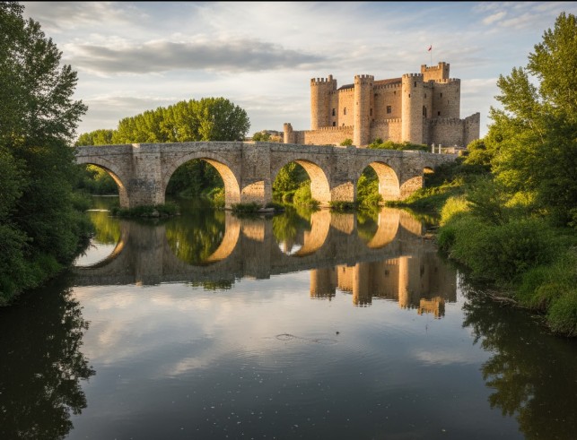 Puente medieval de Simancas sobre el río Pisuerga