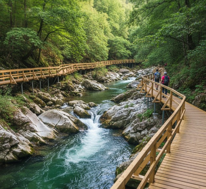 Río Paiva y pasarelas de madera
