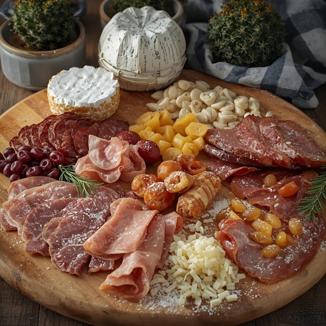 Tabla de embutidos ibéricos y queso de oveja, productos típicos de Fermoselle