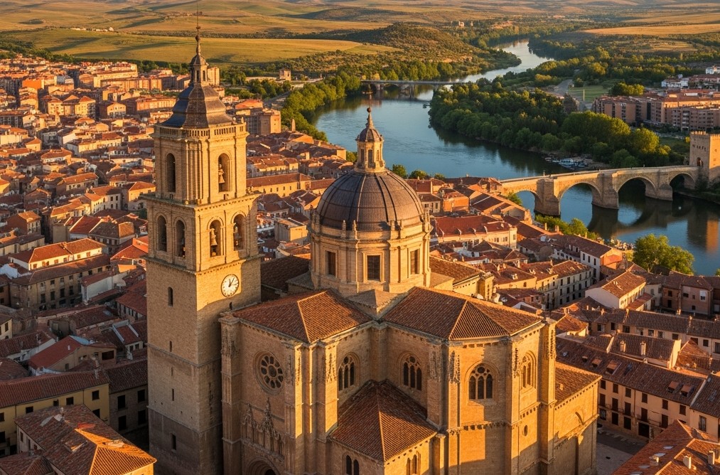 Vista panorámica de la ciudad de Toro con la Colegiata y el río Duero