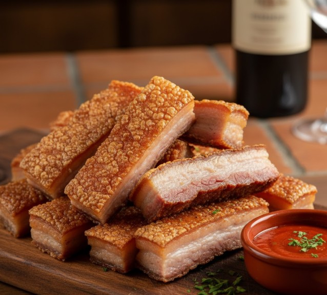 Torrezno de Soria crujiente y delicioso, plato estrella de la gastronomía local
