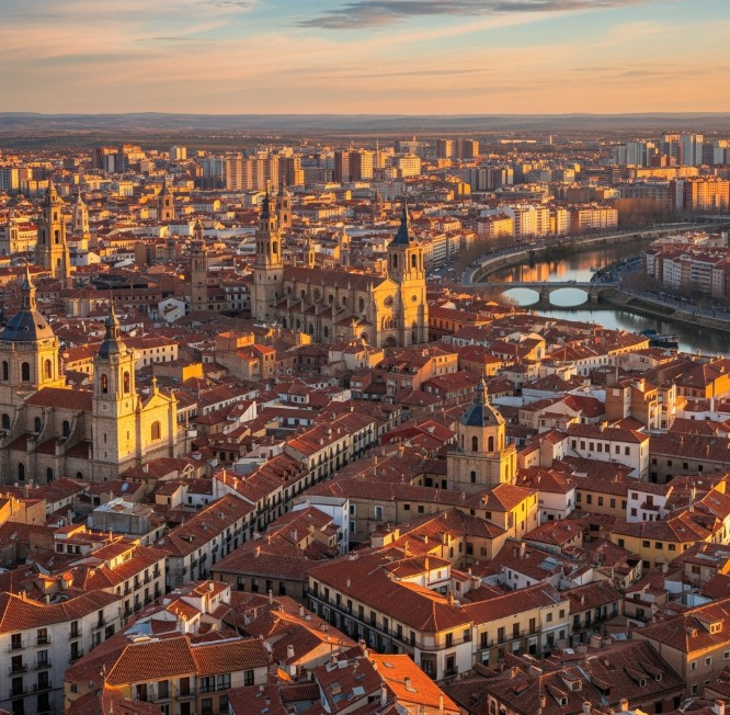 Vista panorámica de Valladolid, ciudad cercana a Tordesillas