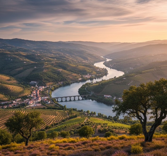 Vista panorámica del valle del Duero desde Cinfães, Portugal