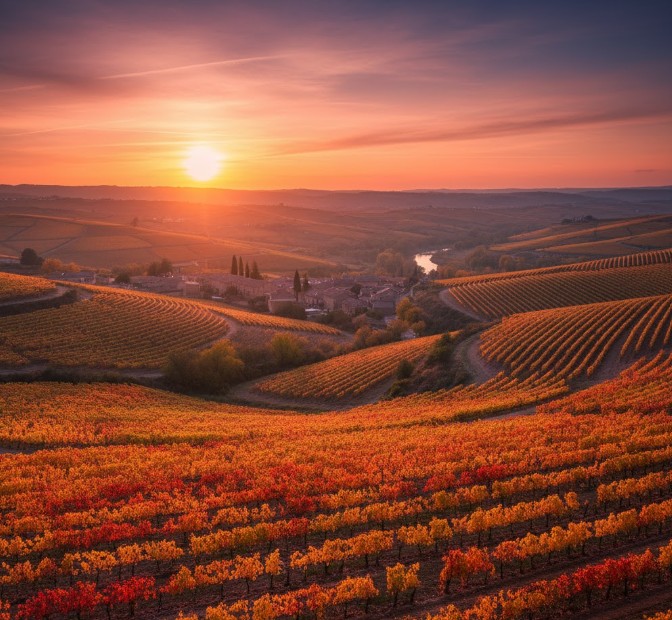 Viñedos de la Ribera del Duero al atardecer